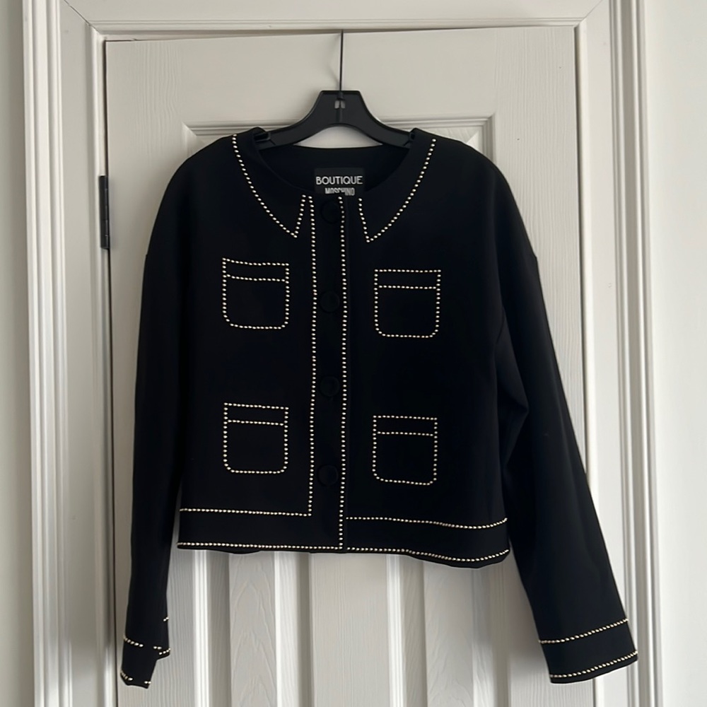 Boutique Moschino Black Blazer w/ Gold Stud Detail